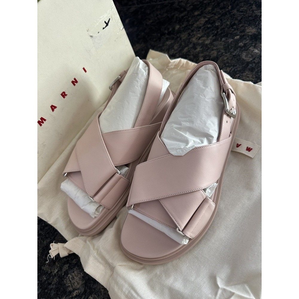 MARNI Criss Cross Sandals shoes FBMS005201 leather Pink Women size 36 Us 6 - Picture 5 of 16